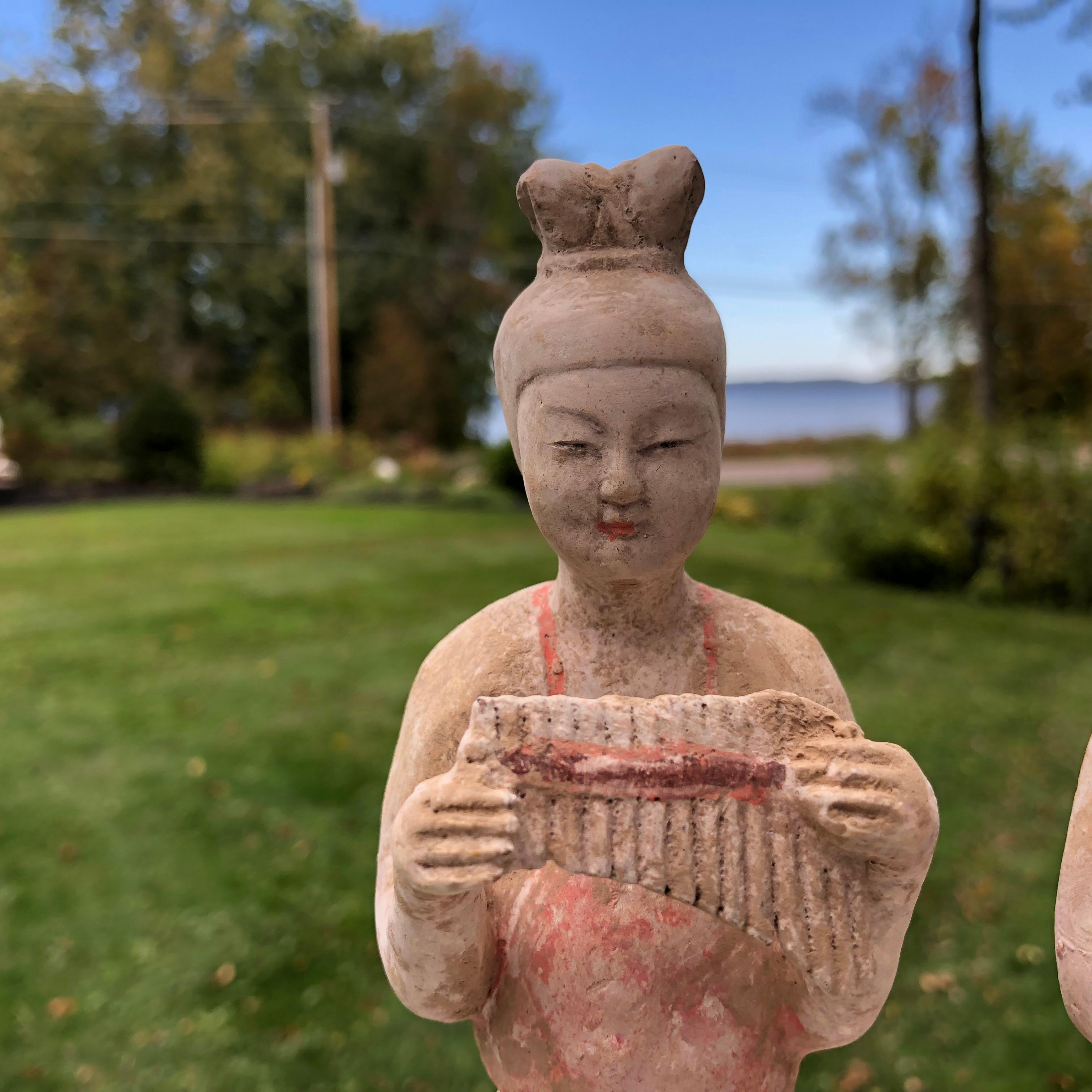 Chinese Old Painted Musicians Trio, Ancient Tang Dynasty Style 2