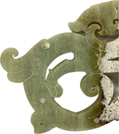 Chinese Open Work Carved White And Green Jade Plaque