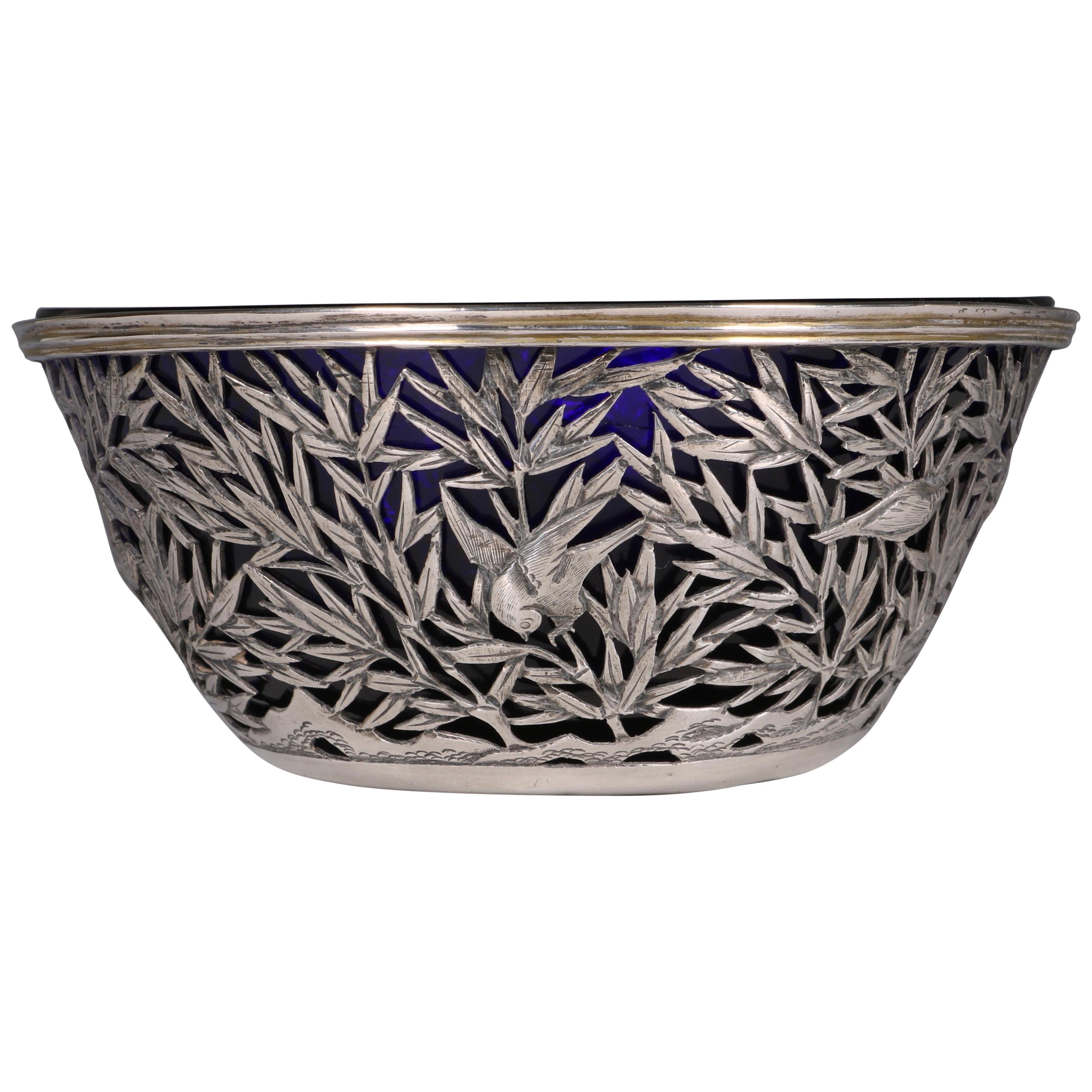 Chinese Open Work Silver Bowl by Luen Wo, circa 1900 For Sale