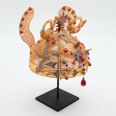 Chinese Opera Theatre Headdress, Ears, Dragons, Ruby