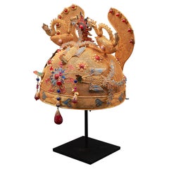 Chinese Opera Theatre Headdress, Ears, Dragons, Ruby