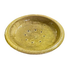 Chinese or Japanese Celadon Large Heavy Yellow Glazed Footed Bowl, Qing Dynasty