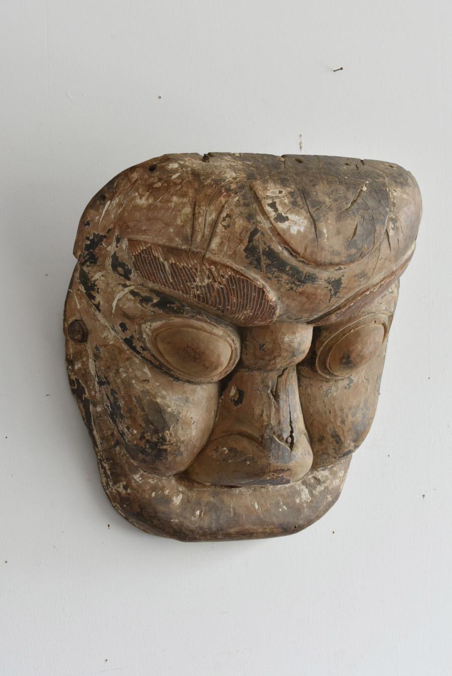 Autre Grand masque en bois ancien chinois ou coréen/années 1800/masque de festival/masque de diadème en vente