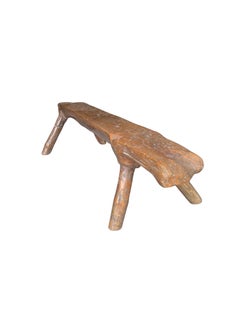 Chinese Organic Low Bench Crafted from Tree Trunk, Qing Dynasty