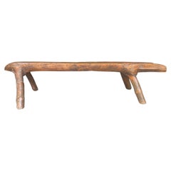 Chinese Organic Low Bench Crafted from Tree Trunk, Qing Dynasty