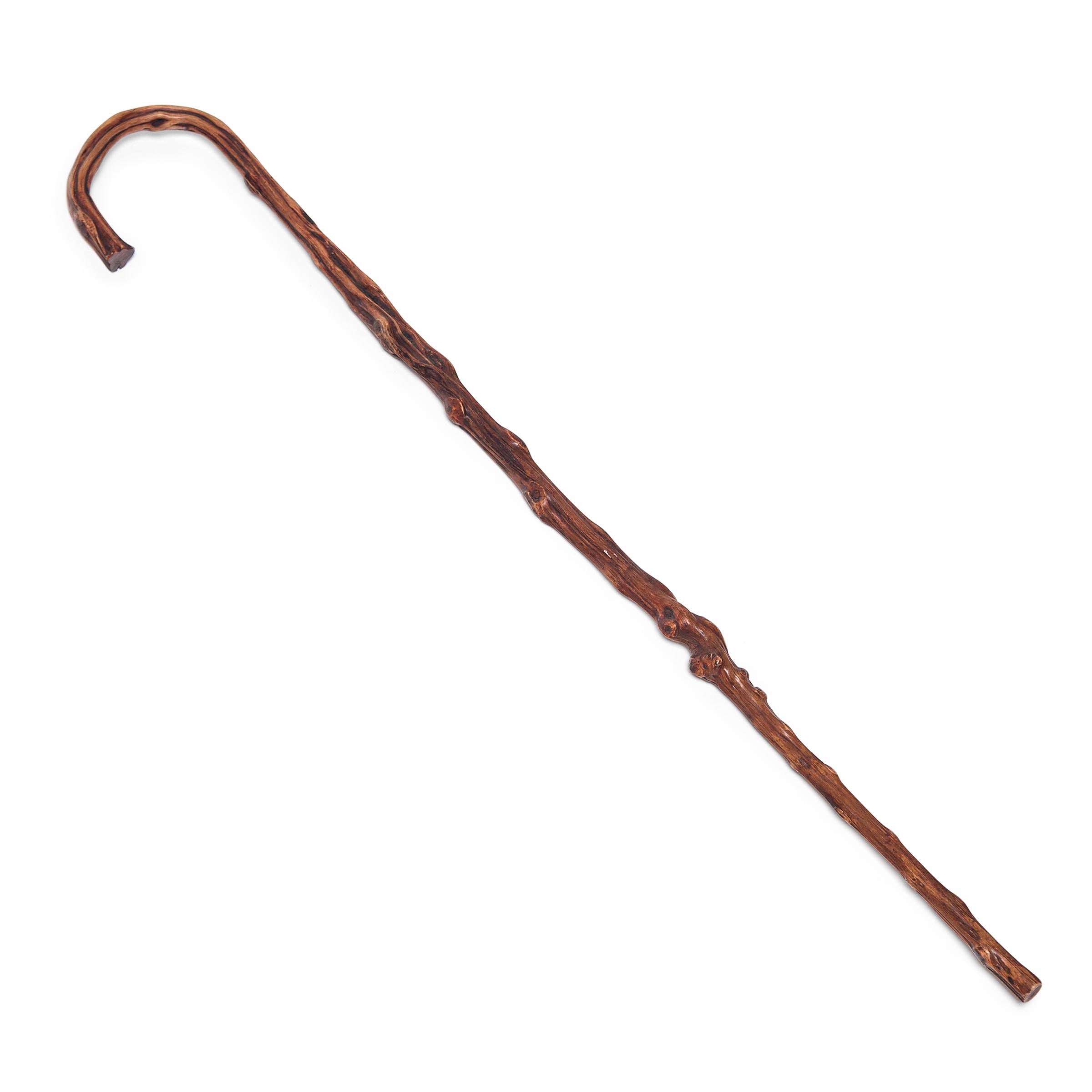 Hand-Carved Chinese Organic Root Walking Stick, c. 1870