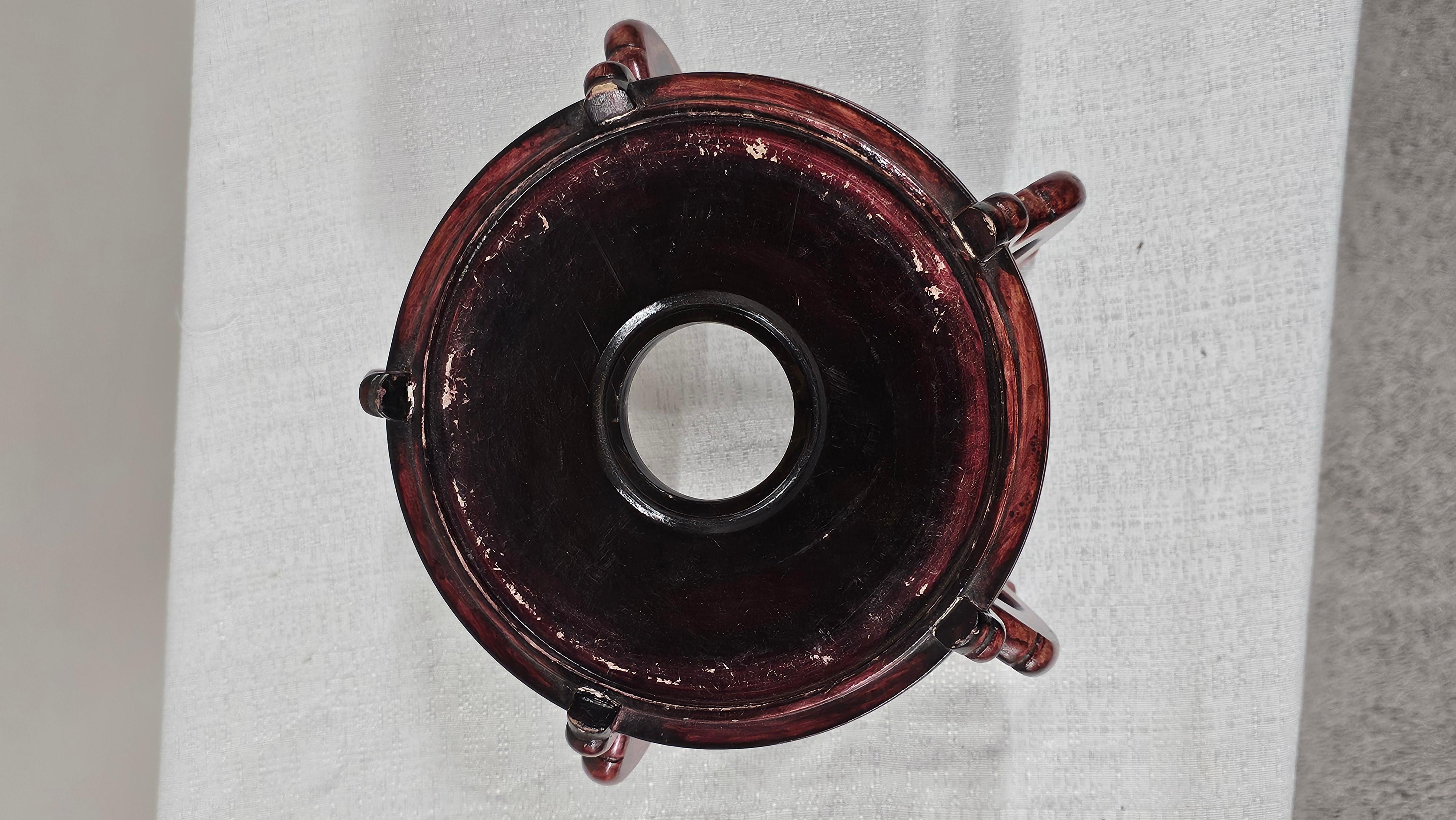 Chinese Oriental Ceramic Fish Bowl, Jardiniere or Planter On Rosewood Stand For Sale 6