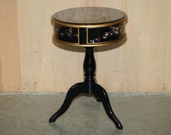 CHINESE ORIENTAL CHINOISERIE Style HAND PAiNTED DRUM SIDE END LAMP WINE TABLE