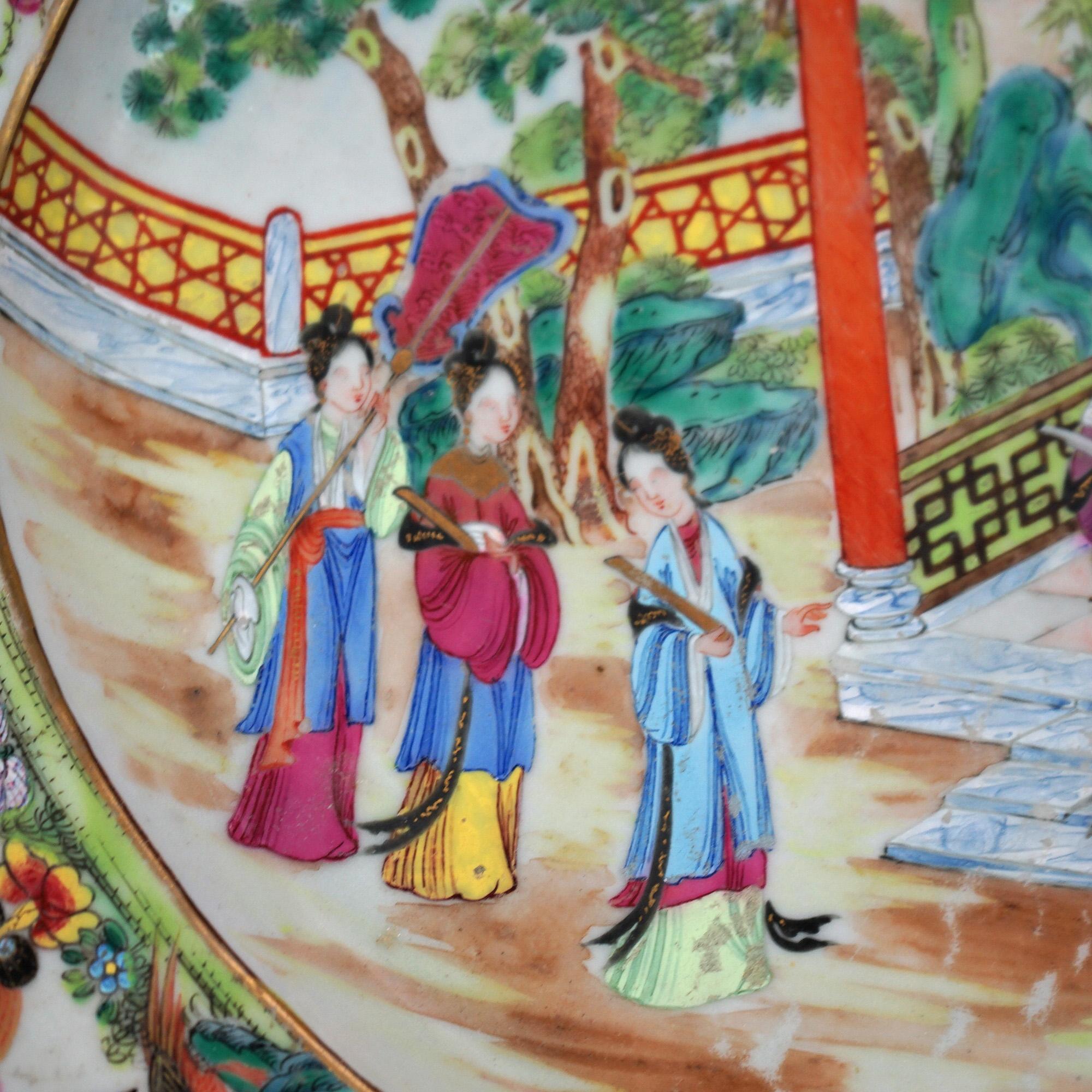 Chinese Oriental Porcelain Garden Seat with Garden Genre Scene, 20th Century 6