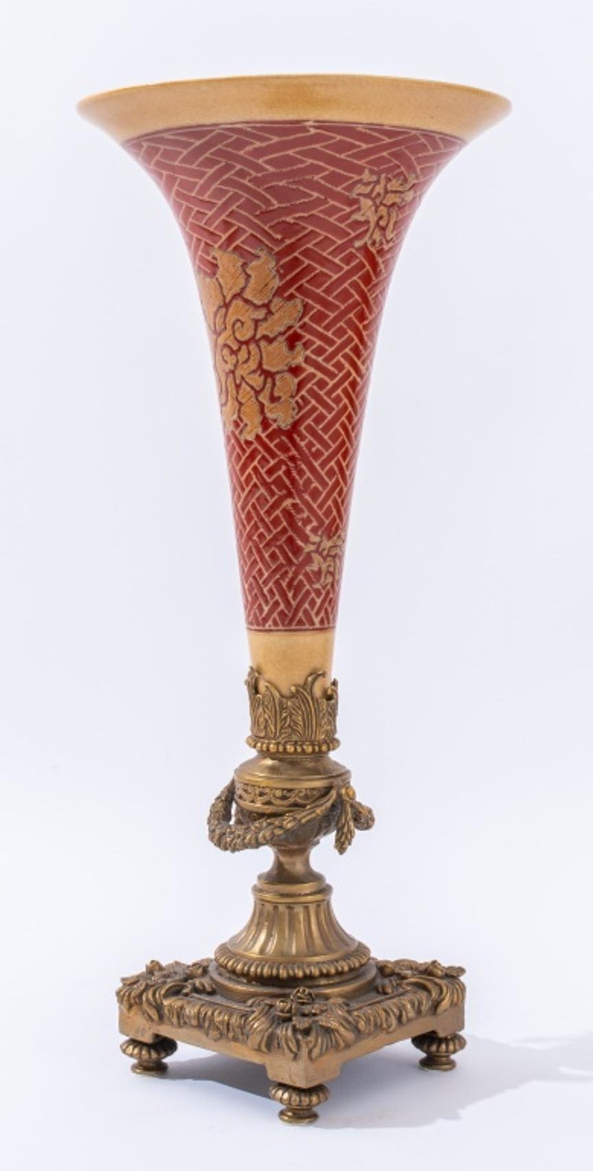 Chinese Ormolu Mounted Porcelain Vase & Bowl In Good Condition For Sale In Astoria, NY