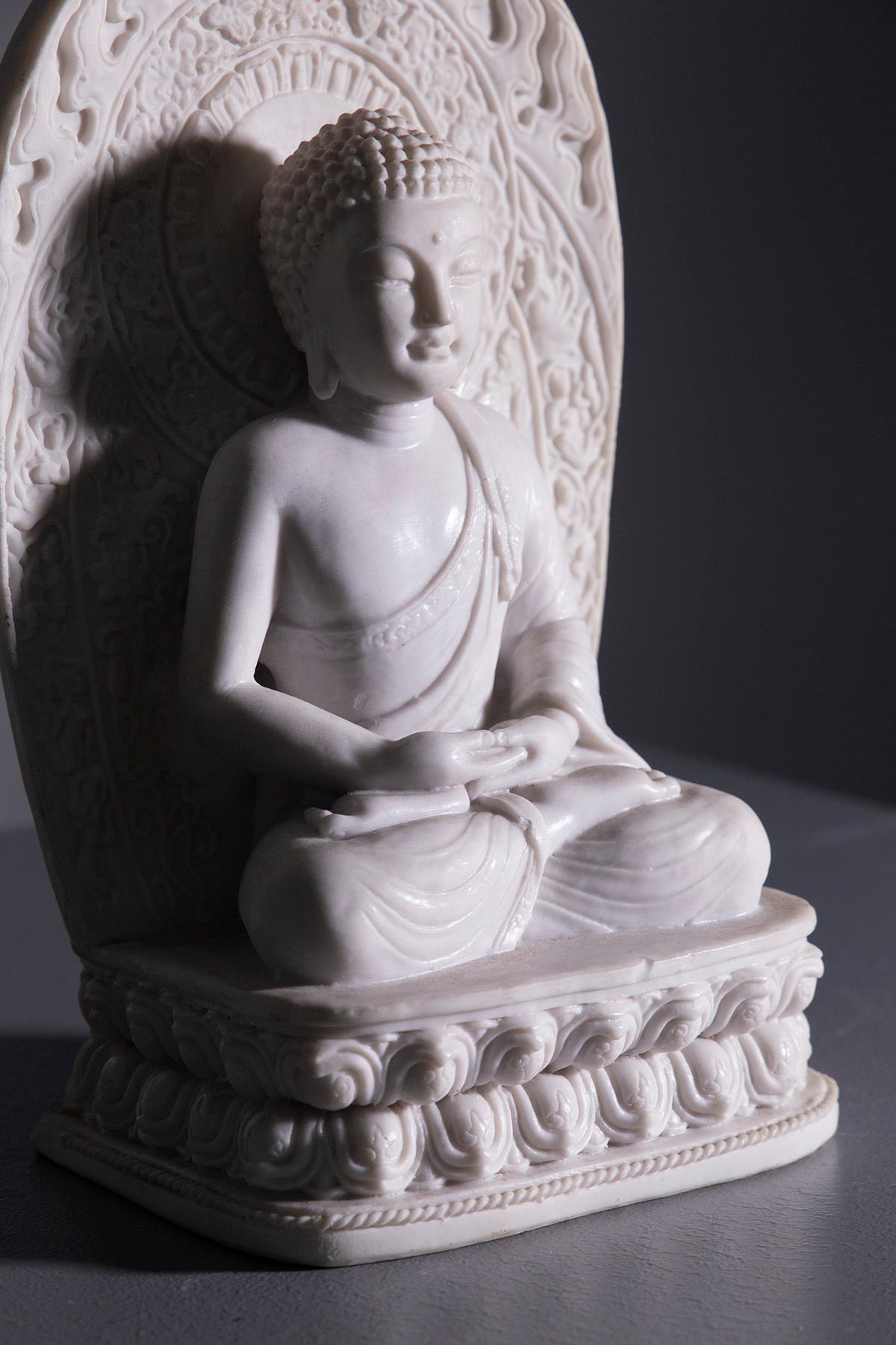Marble Chinese Ornamental Buddha Statuette For Sale