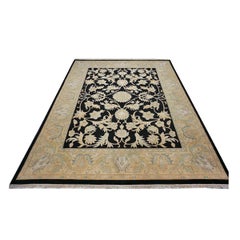 Chinese Oushak Wool 8x10 Black & Tan Handmade Area Rug