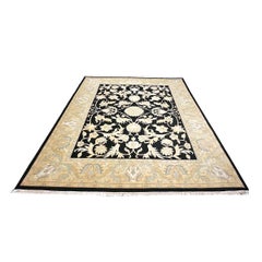 Chinese Oushak Wool 8x10 Black & Tan Handmade Area Rug