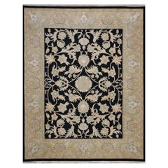 Chinese Oushak Wool 8x10 Black & Tan Handmade Area Rug