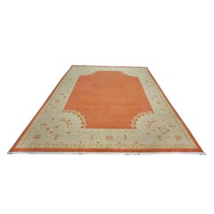 Chinese Oushak Wool 9x12 Orange & Ivory Handmade Area Rug