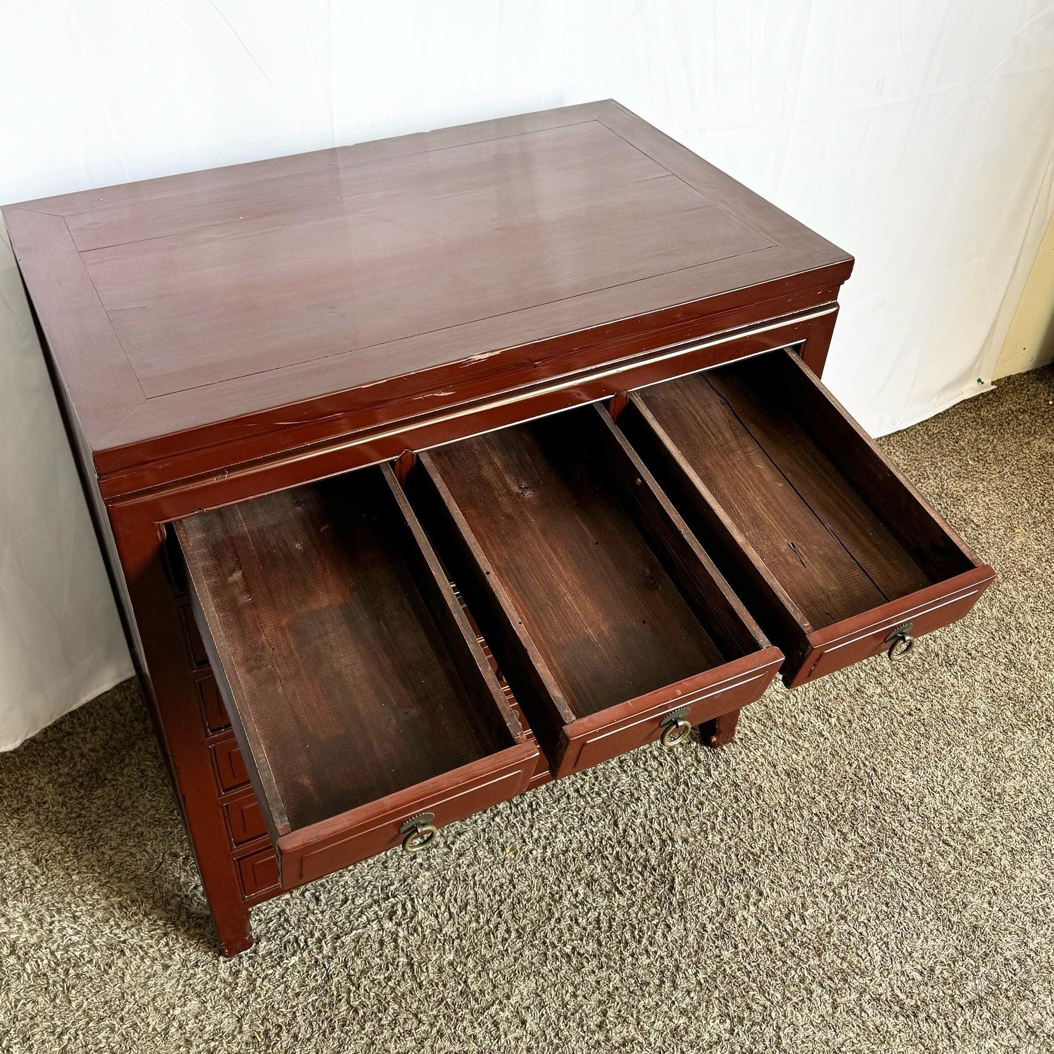 Chinese Ox Blood Red Apothecary Chest of Drawers For Sale 5