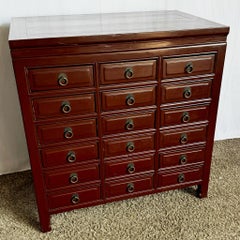 Chinese Ox Blood Red Apothecary Chest of Drawers
