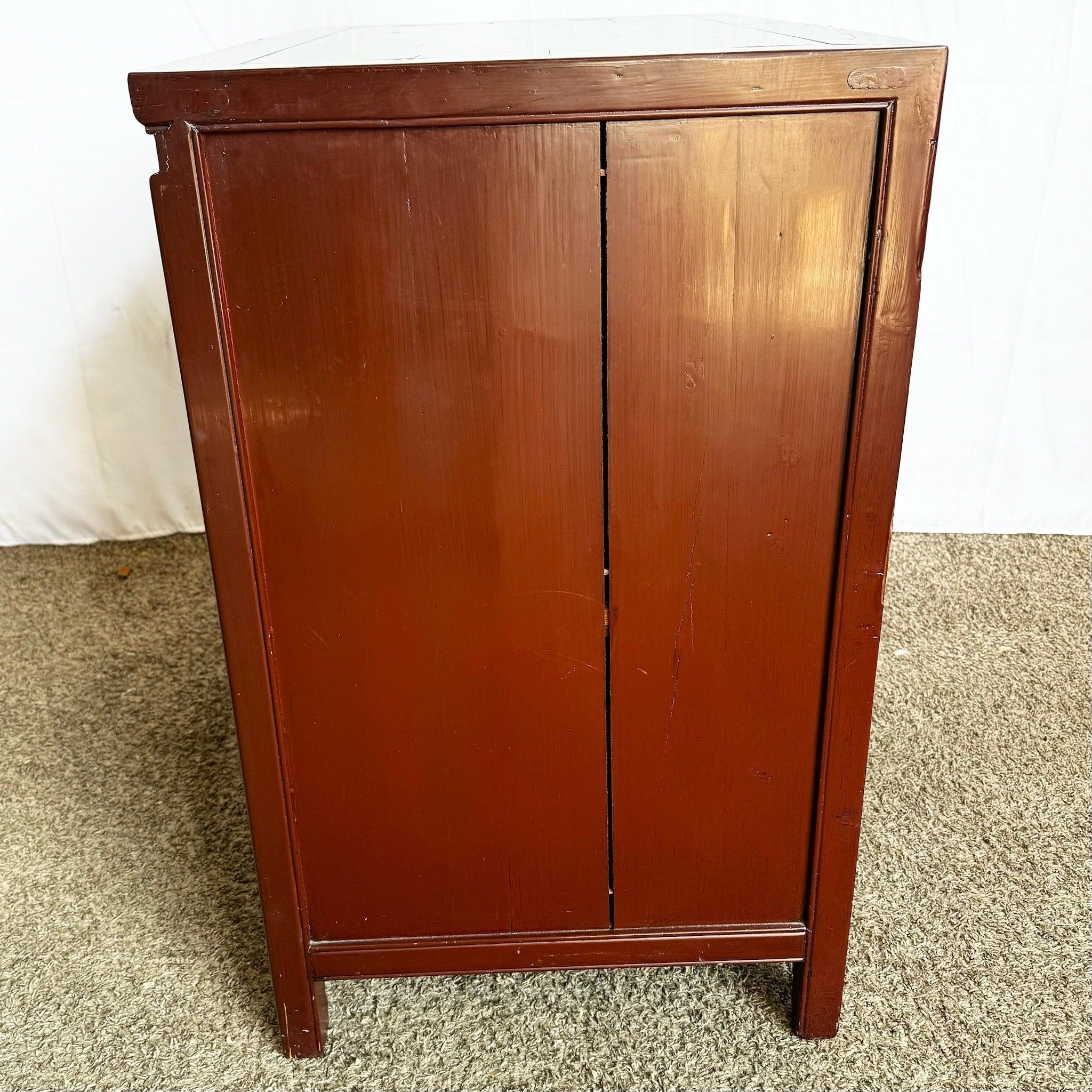 20th Century Chinese Ox Blood Red Apothecary Chest of Drawers For Sale