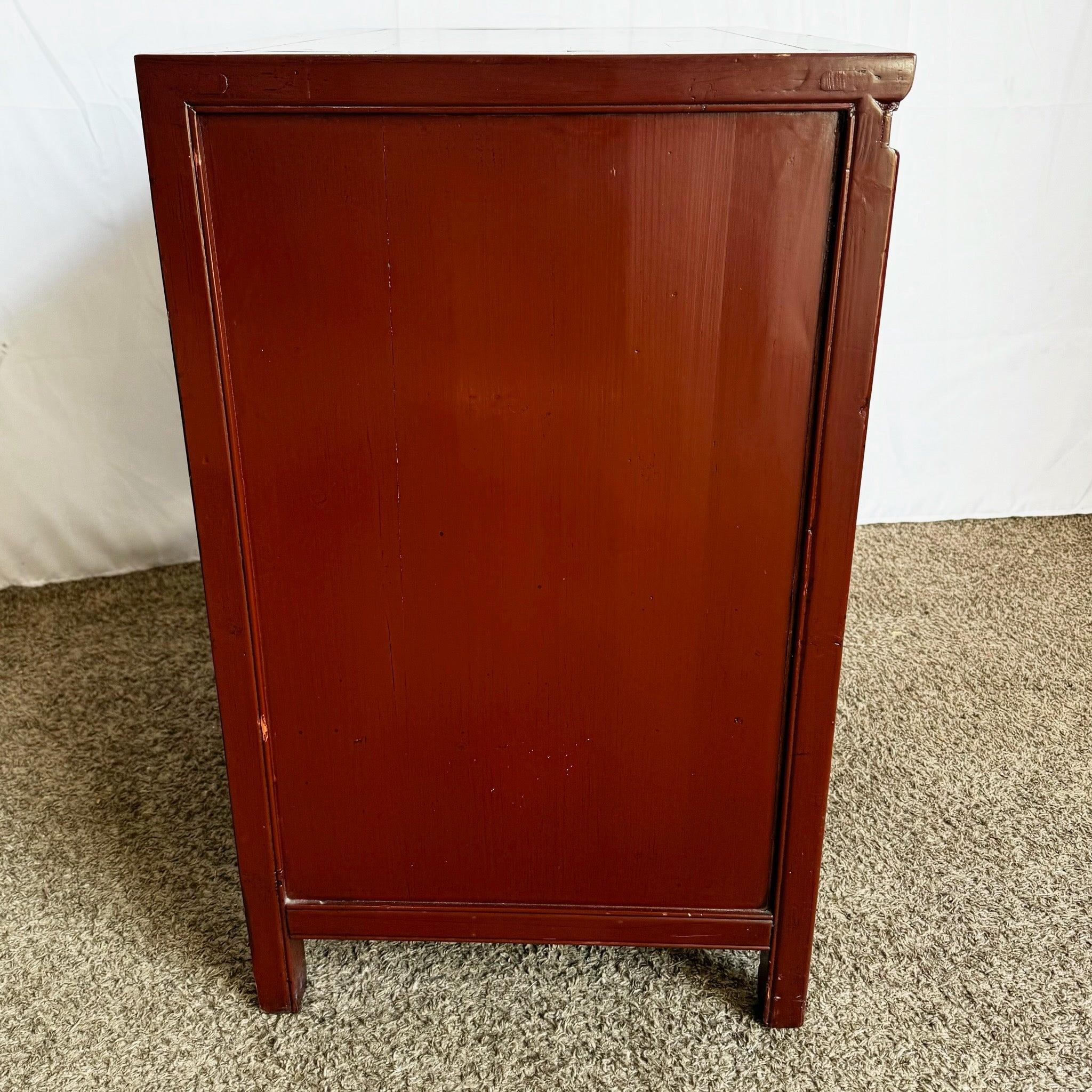 Chinese Ox Blood Red Apothecary Chest of Drawers For Sale 3