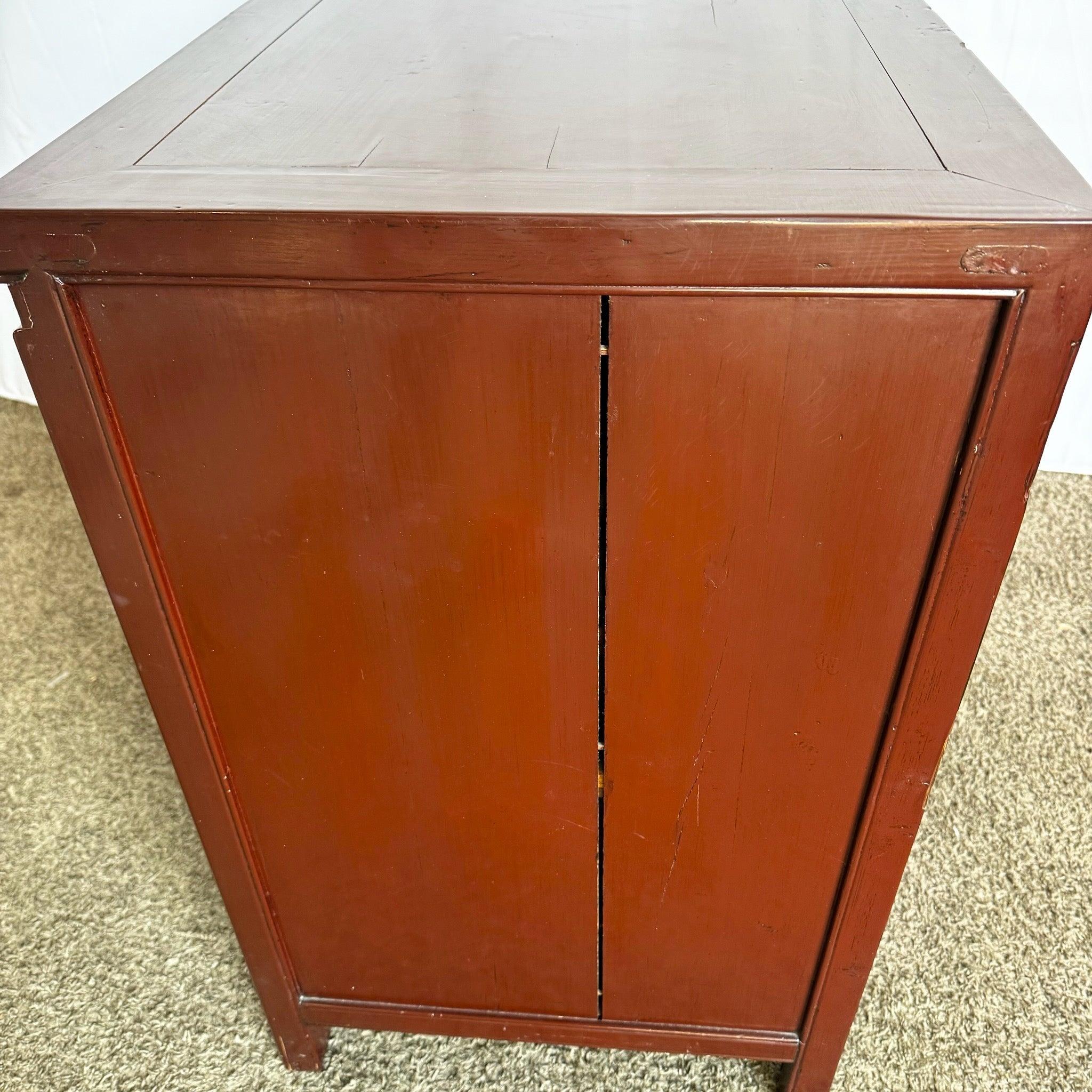 Chinese Ox Blood Red Apothecary Chest of Drawers For Sale 4