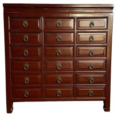 Chinese Ox Blood Red Apothecary Chest of Drawers