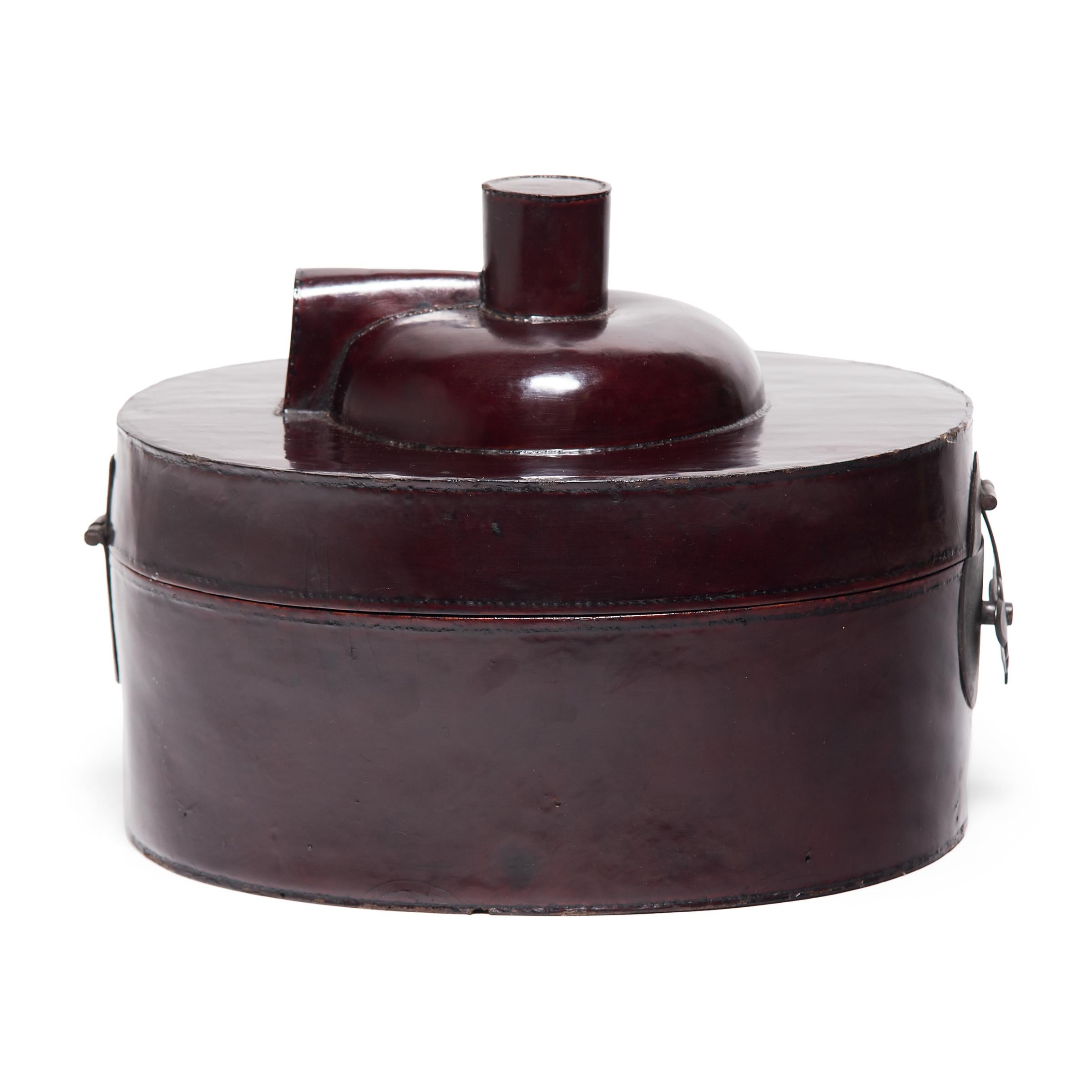 Lacquered Chinese Oxblood Double Hat Box, circa 1850