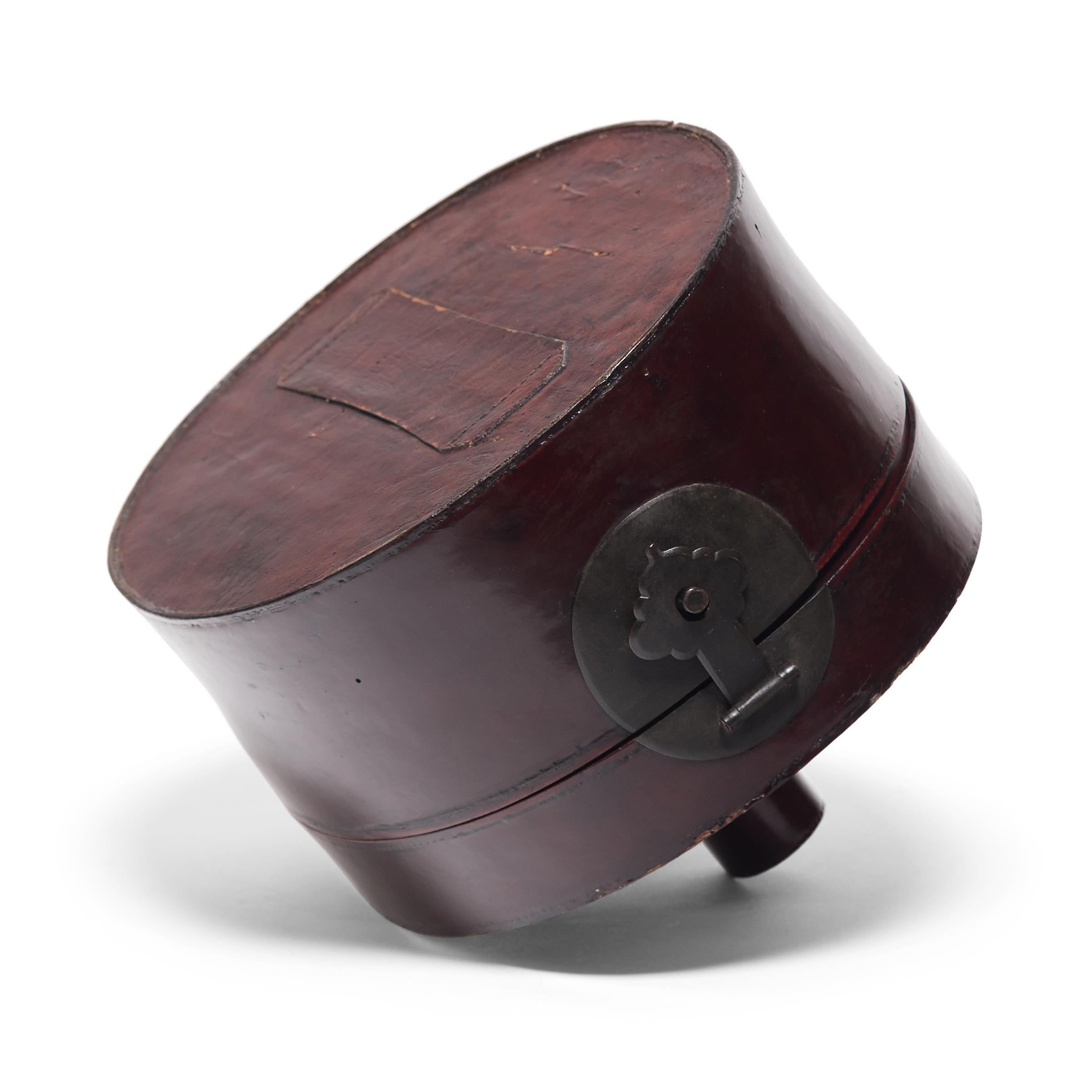 Chinese Oxblood Double Hat Box, circa 1850 1