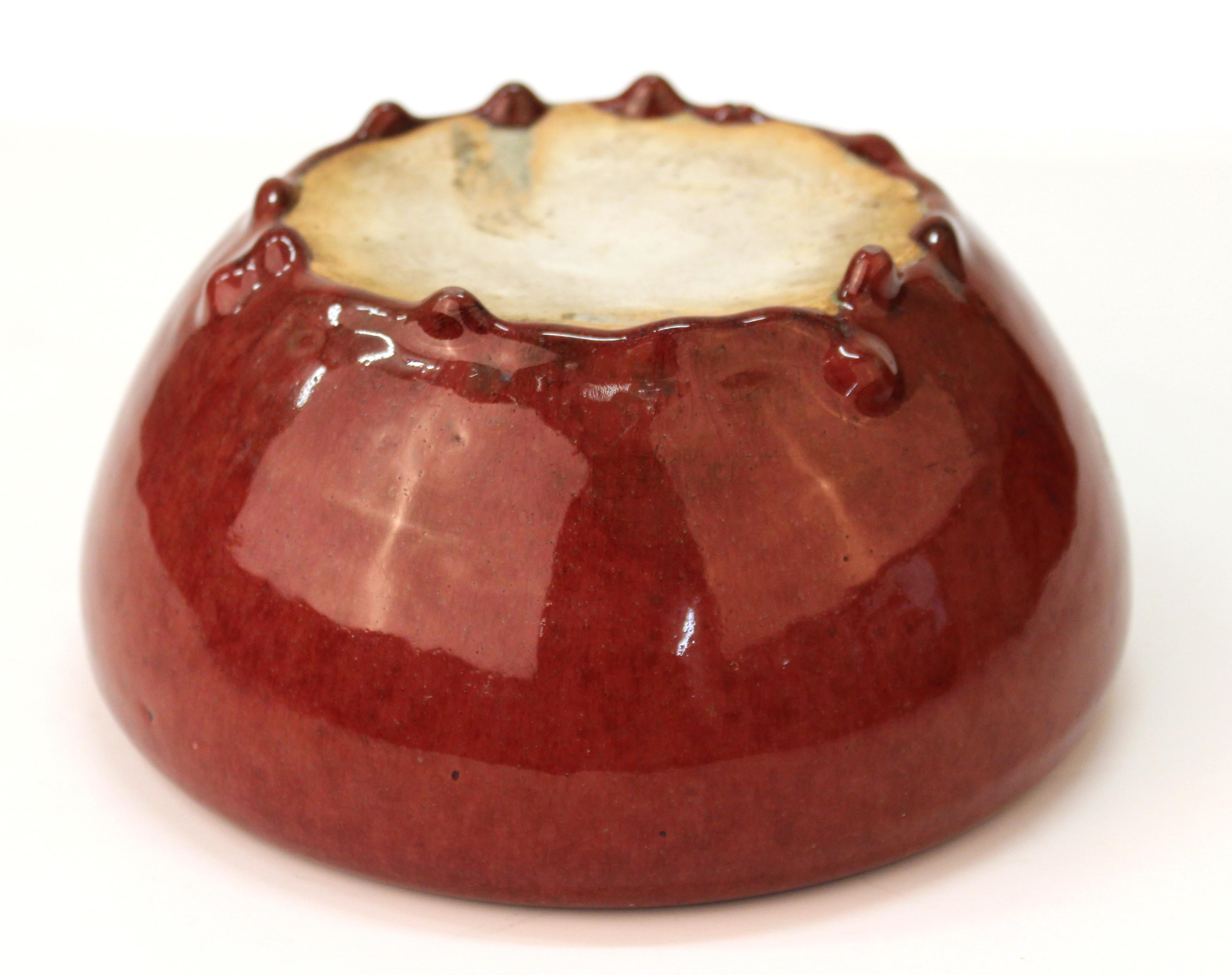 Ceramic Chinese Oxblood Enamel-Glazed Incense Burner Bowl