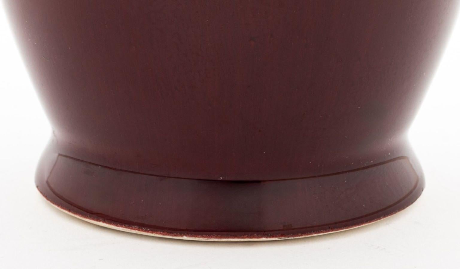 Chinese Oxblood Glazed Porcelain Rouleau Vase For Sale 1