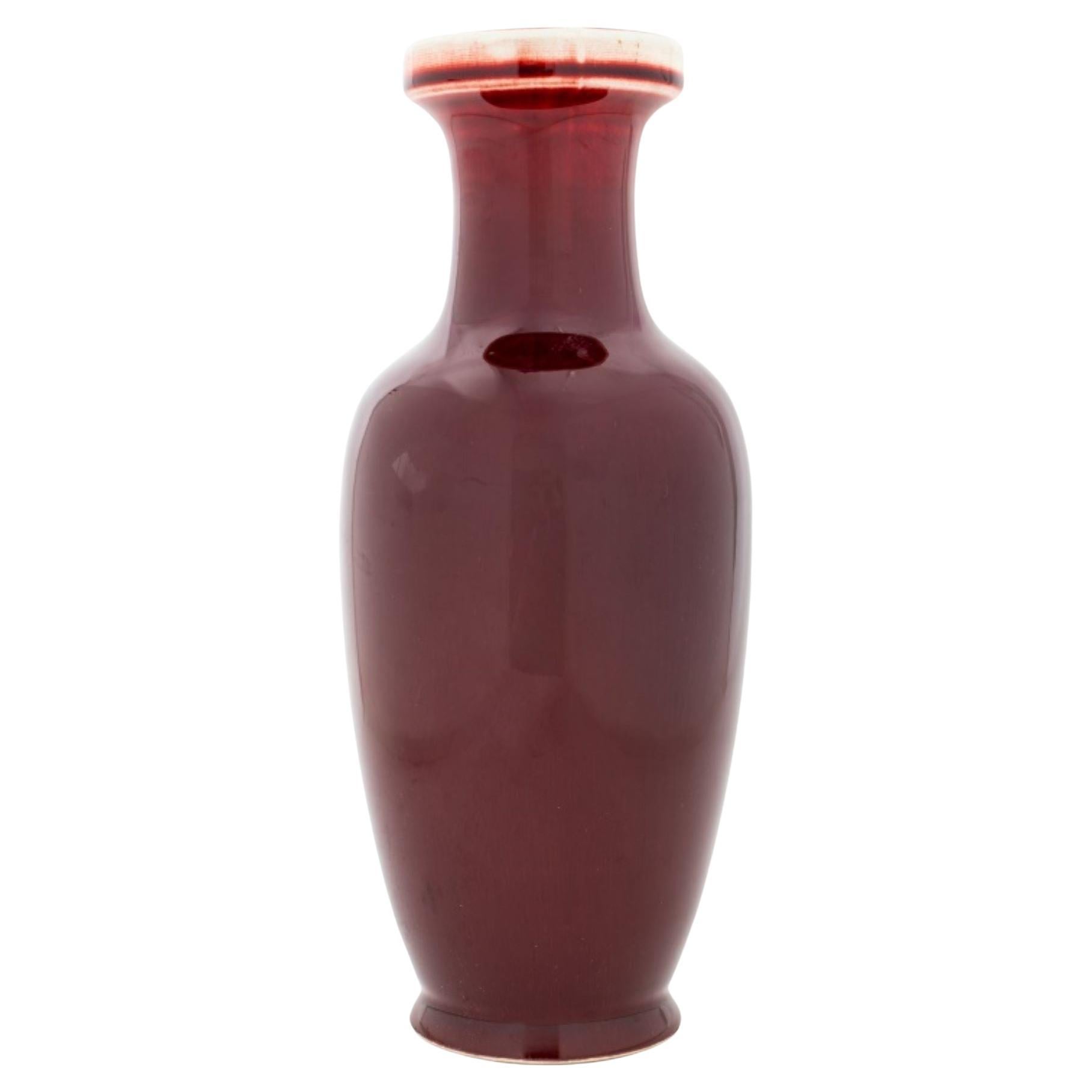 Chinese Oxblood Glazed Porcelain Rouleau Vase