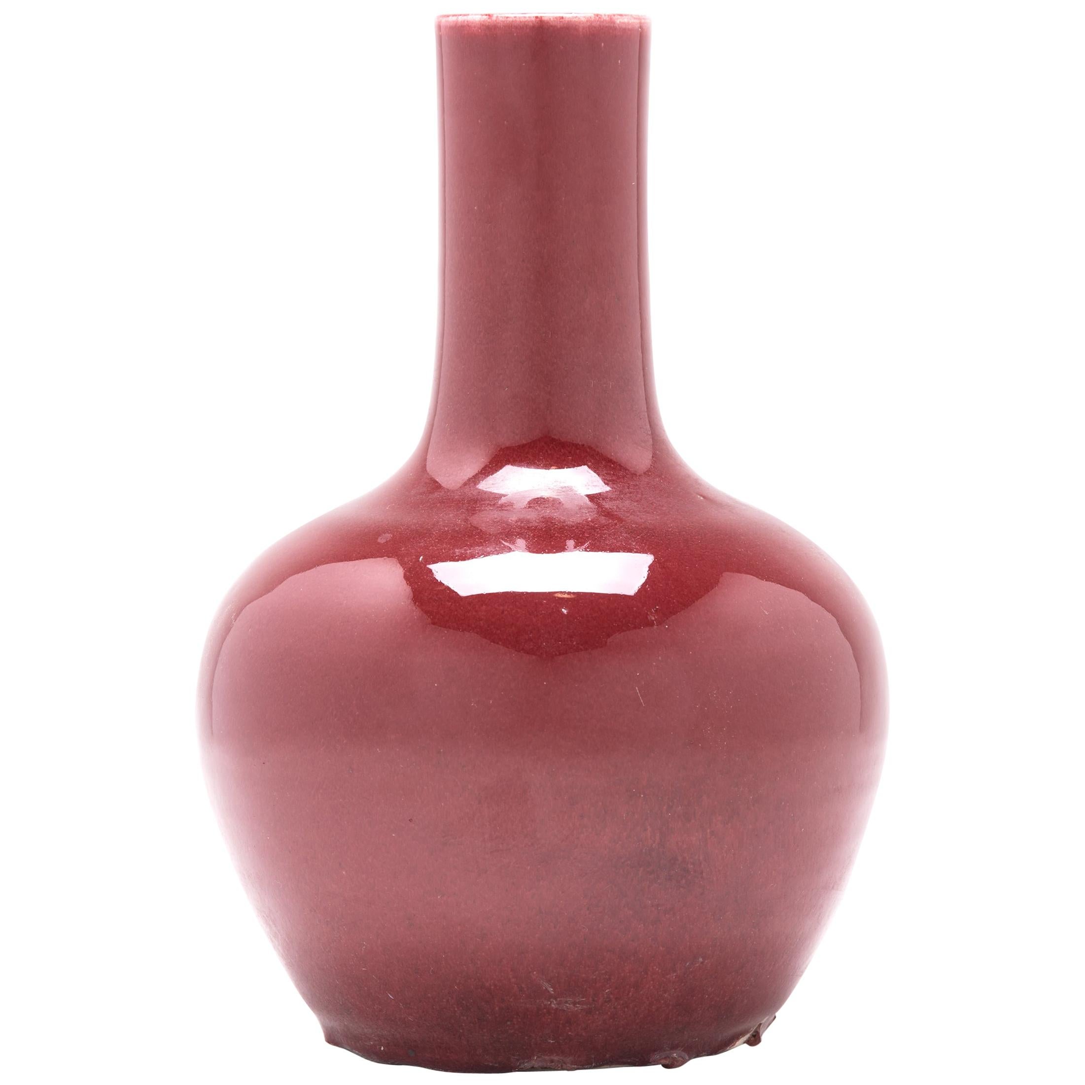 Chinese Oxblood Gooseneck Vase
