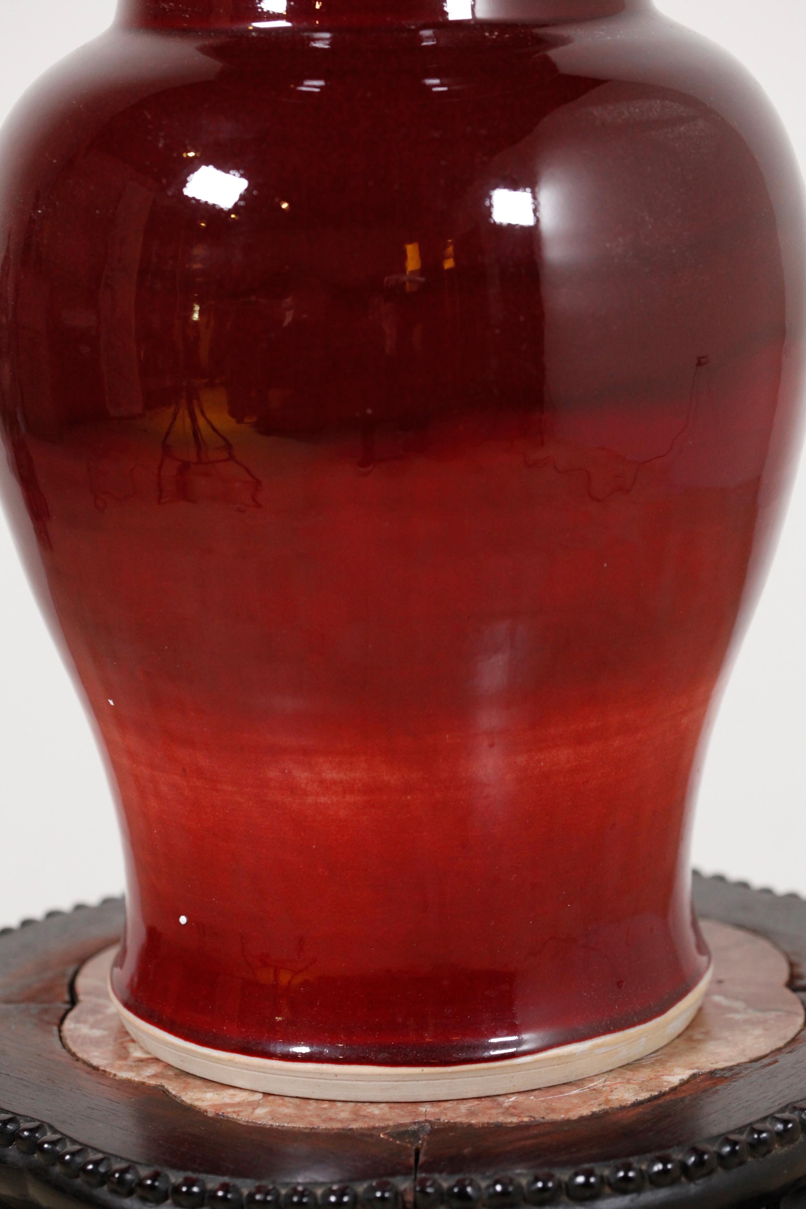 20th Century Chinese oxblood porcelain vase For Sale