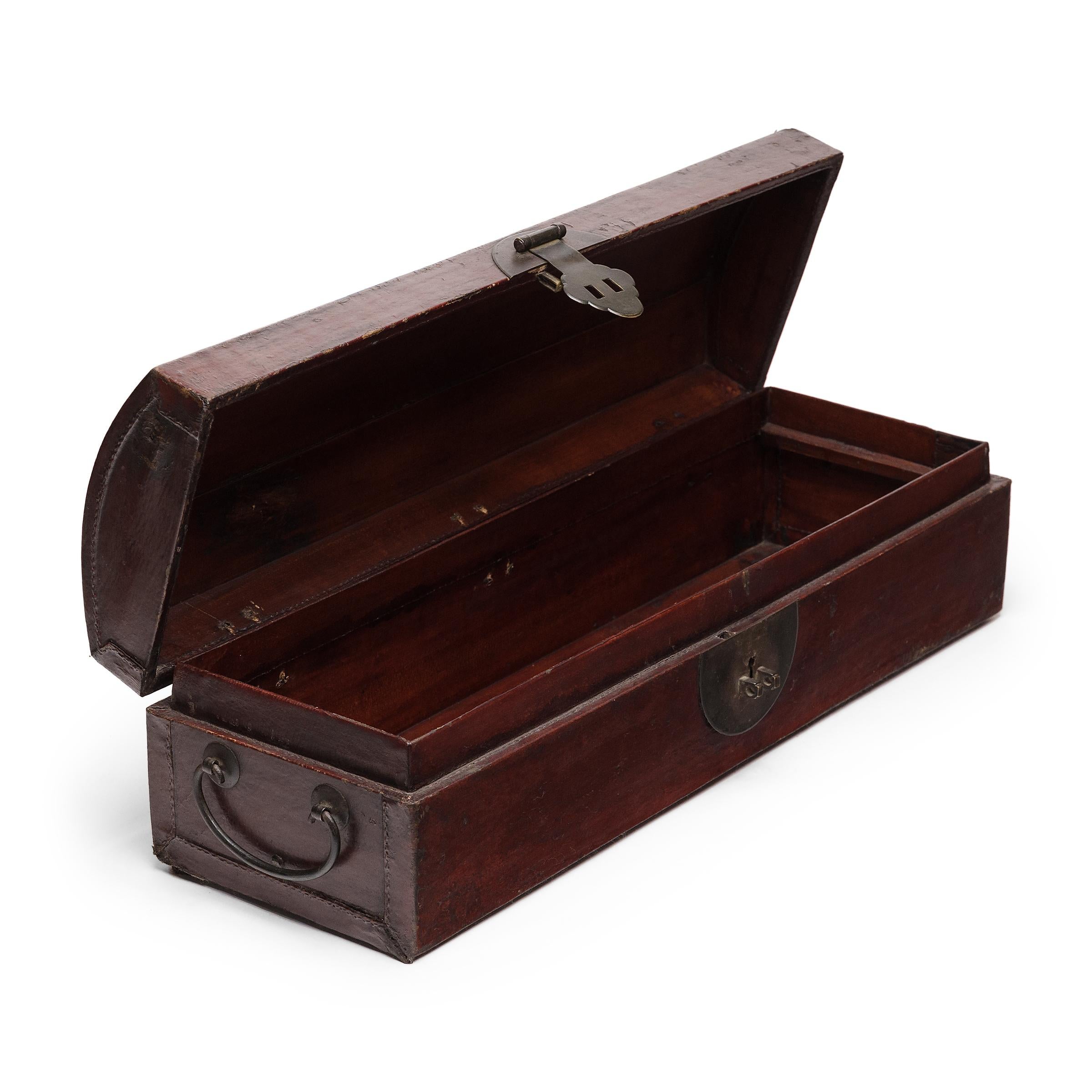 Lacquered Chinese Oxblood Red Document Box, c. 1850