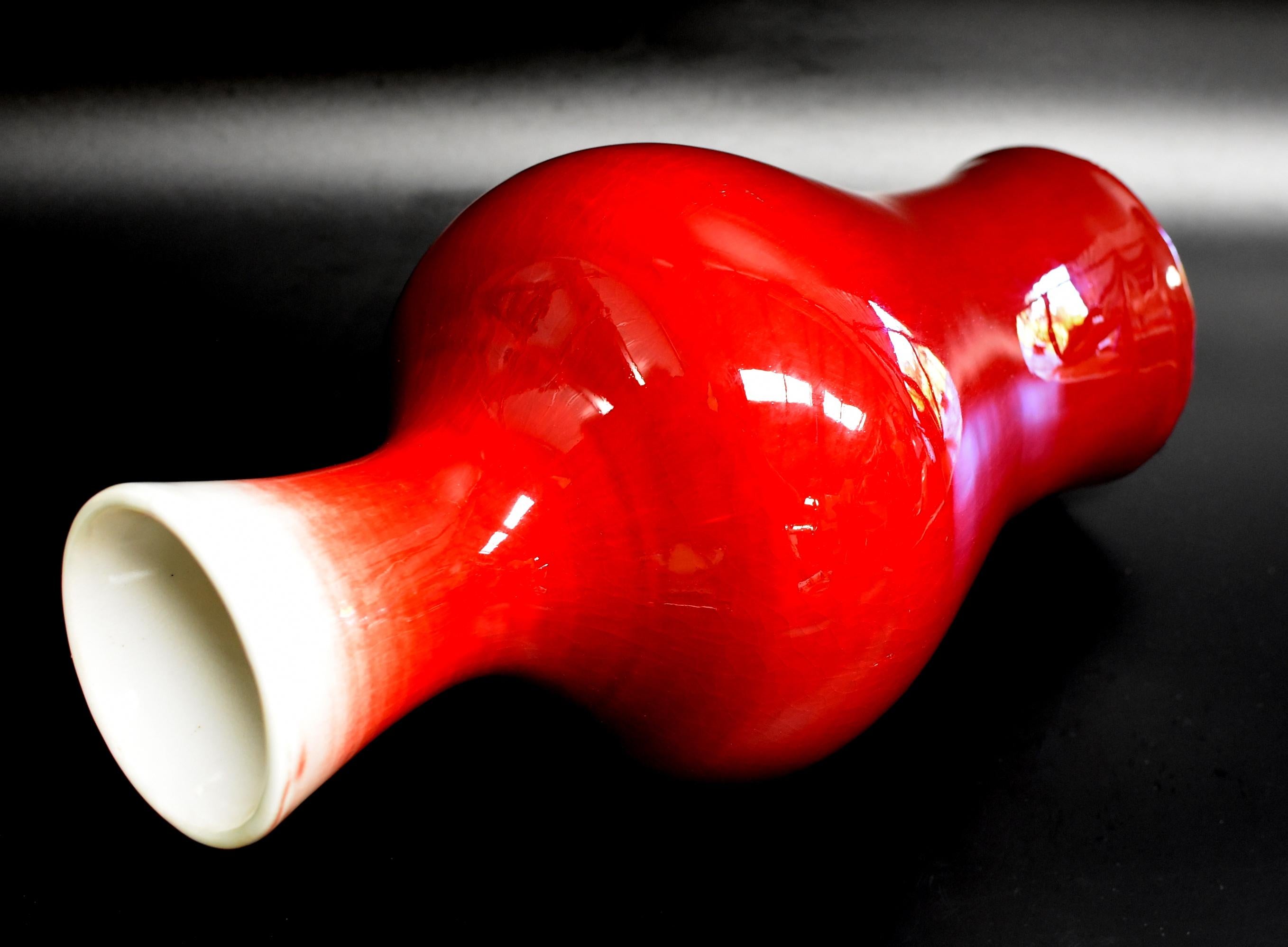 Chinese Oxblood Red Porcelain Vase, Sang De Boeuf 5