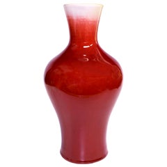 Chinese Oxblood Red Porcelain Vase, Sang De Boeuf