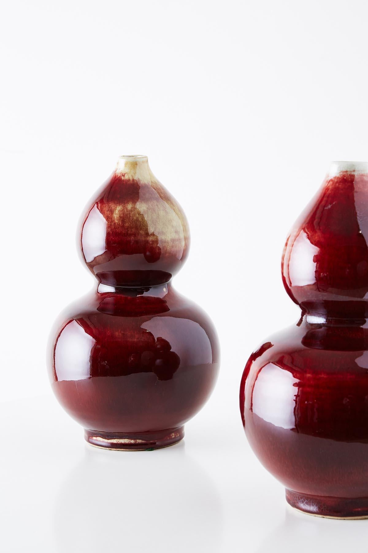 Chinese Oxblood Sang De Boeuf Langyao Double Gourd Vases 3