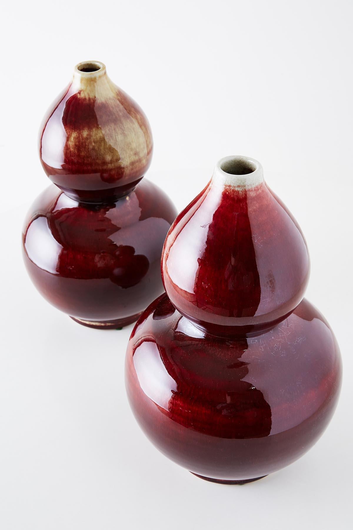 Chinese Oxblood Sang De Boeuf Langyao Double Gourd Vases 8
