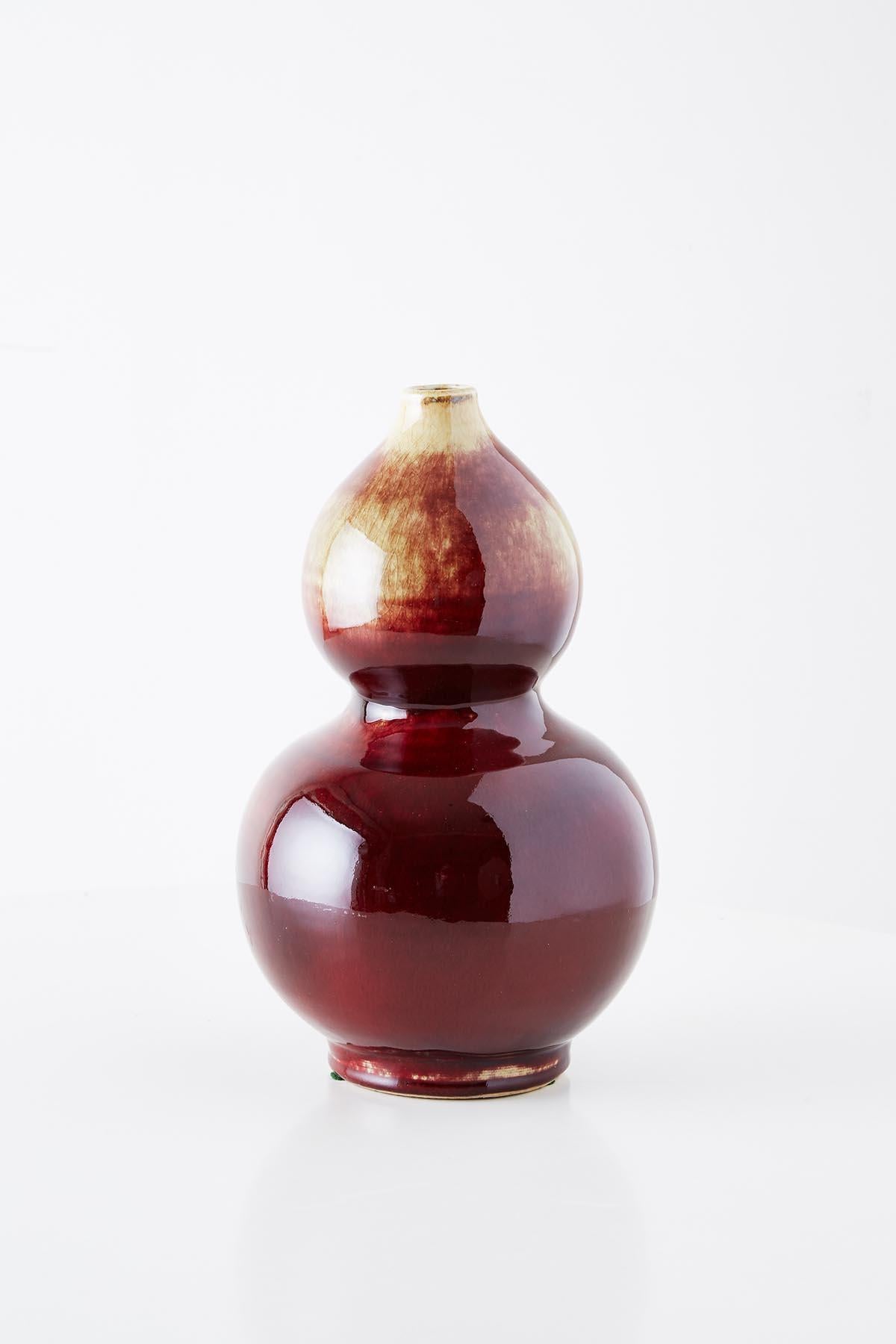 Qing Chinese Oxblood Sang De Boeuf Langyao Double Gourd Vases