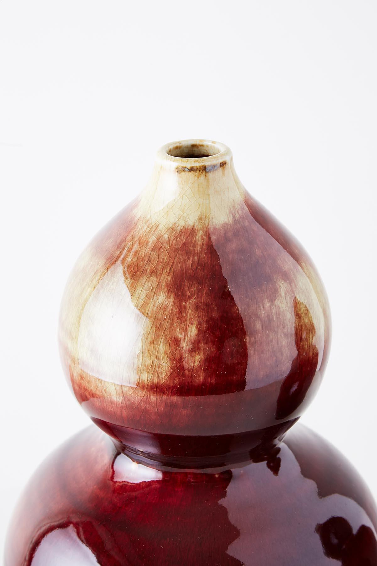 Porcelain Chinese Oxblood Sang De Boeuf Langyao Double Gourd Vases
