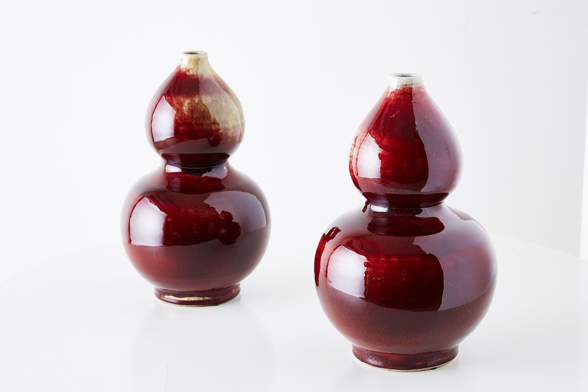 Chinese Oxblood Sang De Boeuf Langyao Double Gourd Vases 2