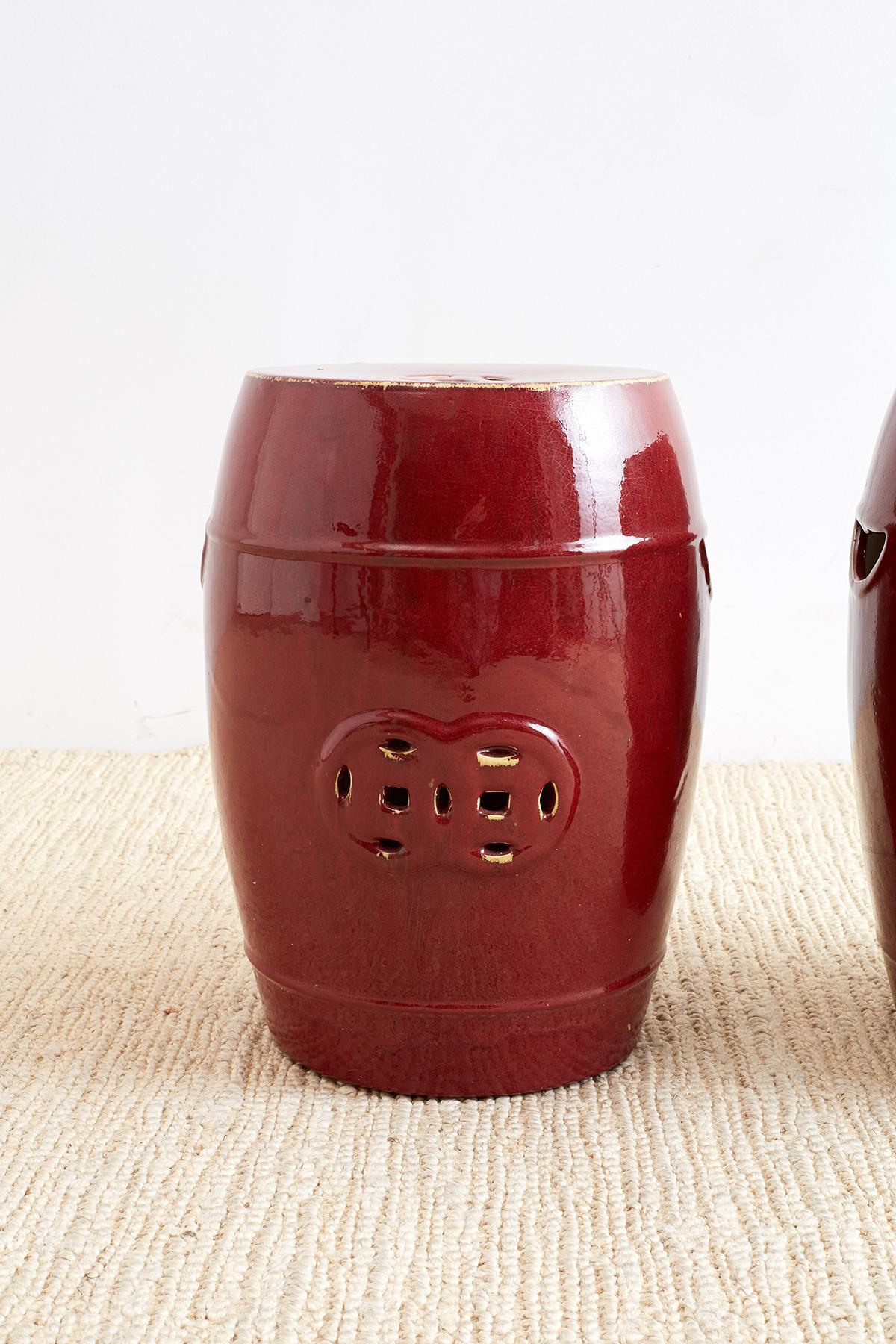 20th Century Chinese Oxblood Sang De Boeuf Style Garden Stools