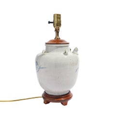 Chinese oyster gray glazed porcelain tea pot lamp, c. 1800-25