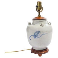 Chinese oyster gray glazed porcelain tea pot lamp, c. 1800-25