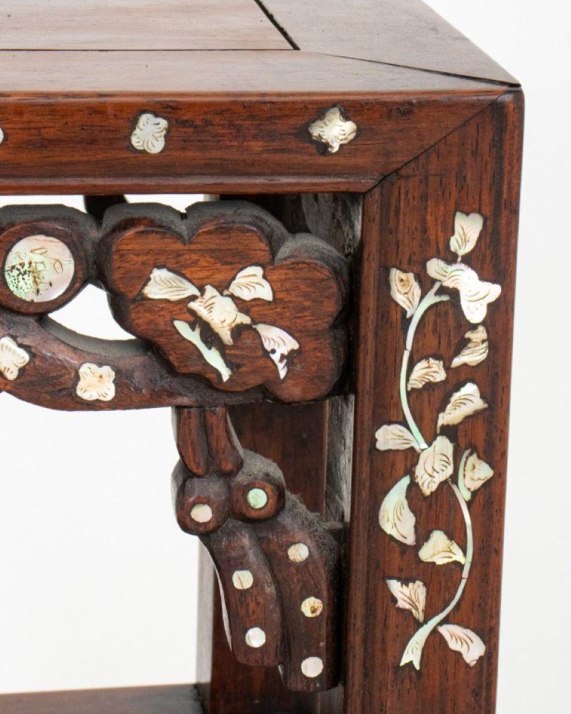 20th Century Chinese Padauk Mother-of-Pearl Inlaid Side Table For Sale