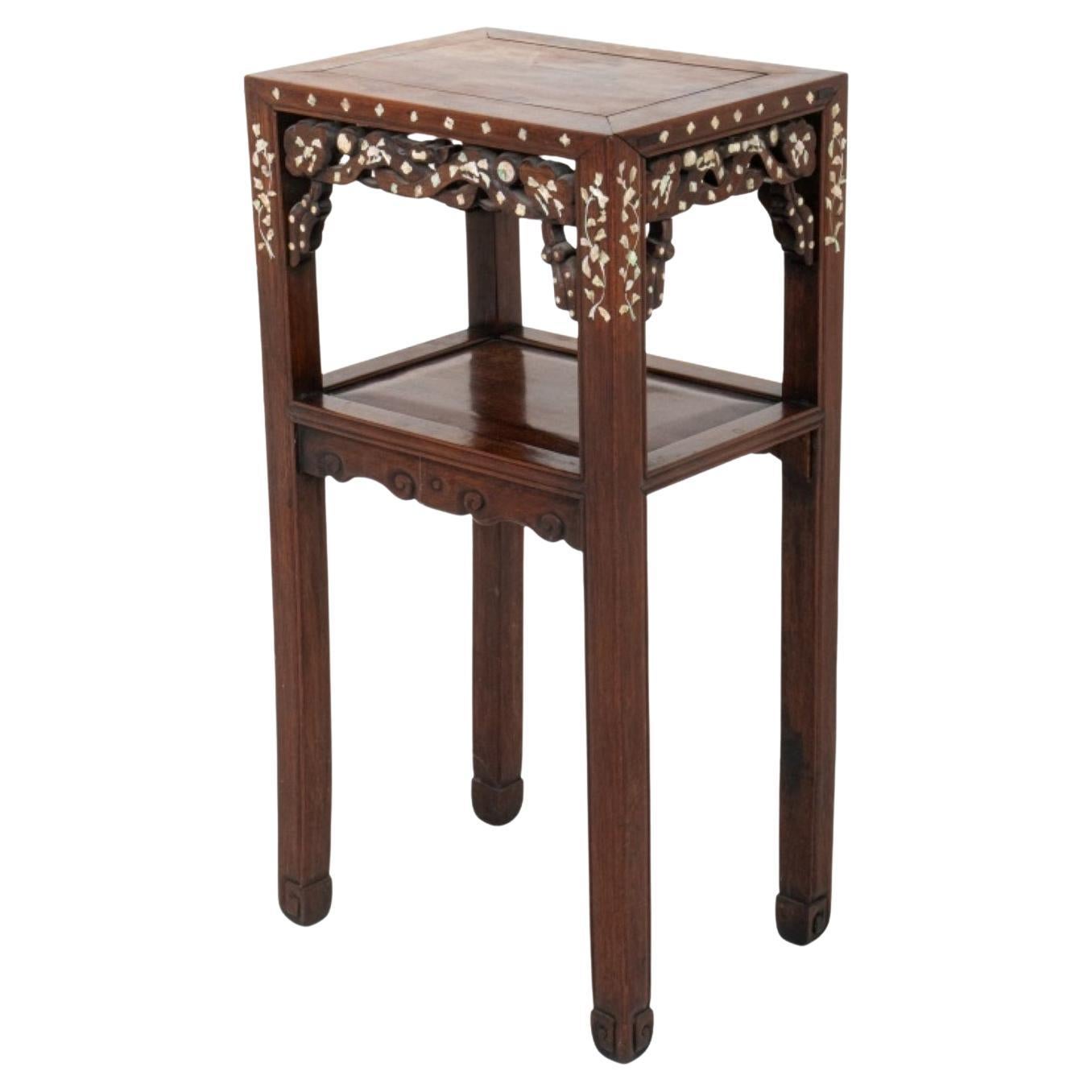 Chinese Padauk Mother-of-Pearl Inlaid Side Table