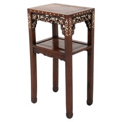 Chinese Padauk Mother-of-Pearl Inlaid Side Table