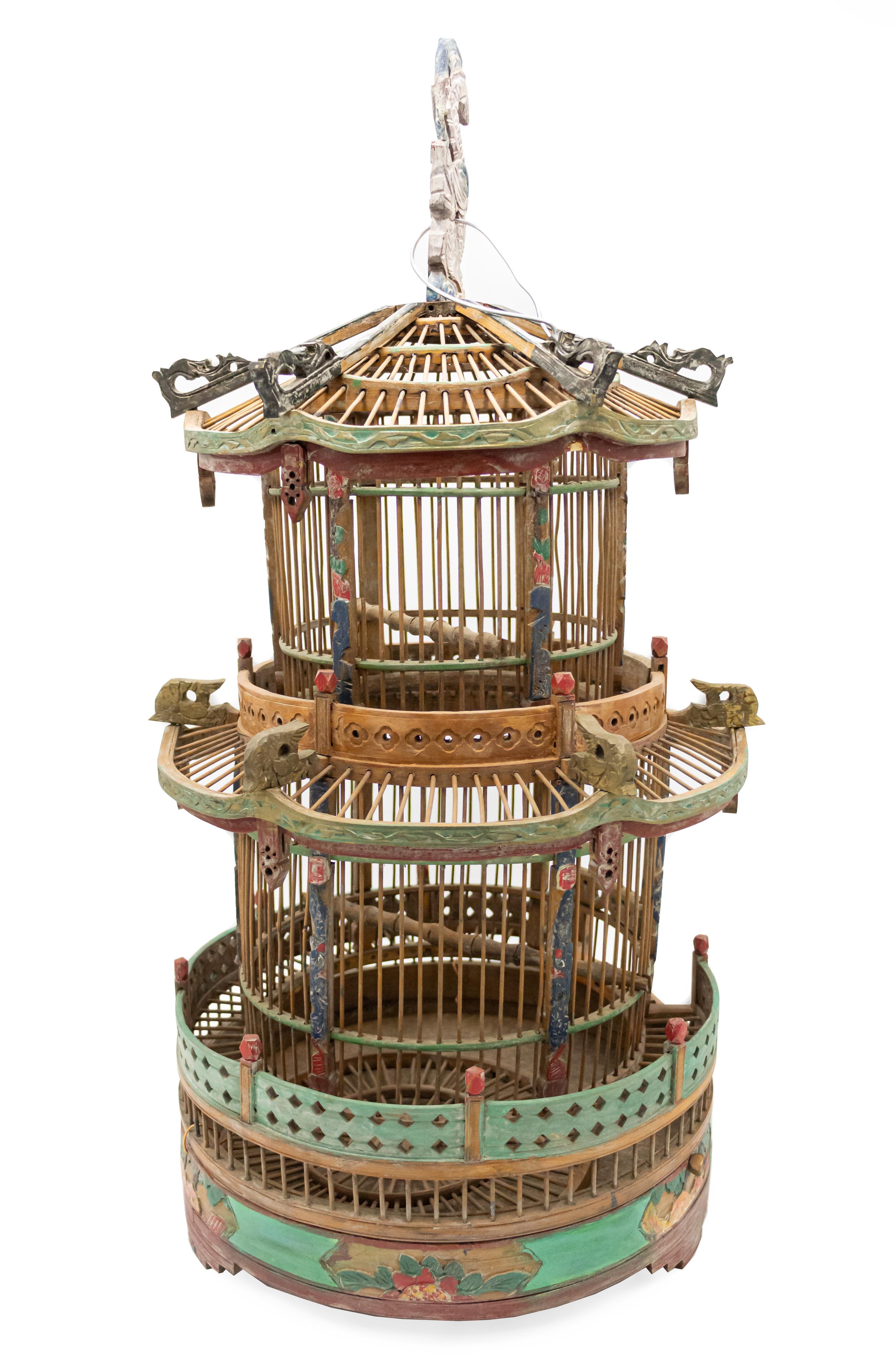 Chinese Export Chinese Pagoda Bamboo Birdcage