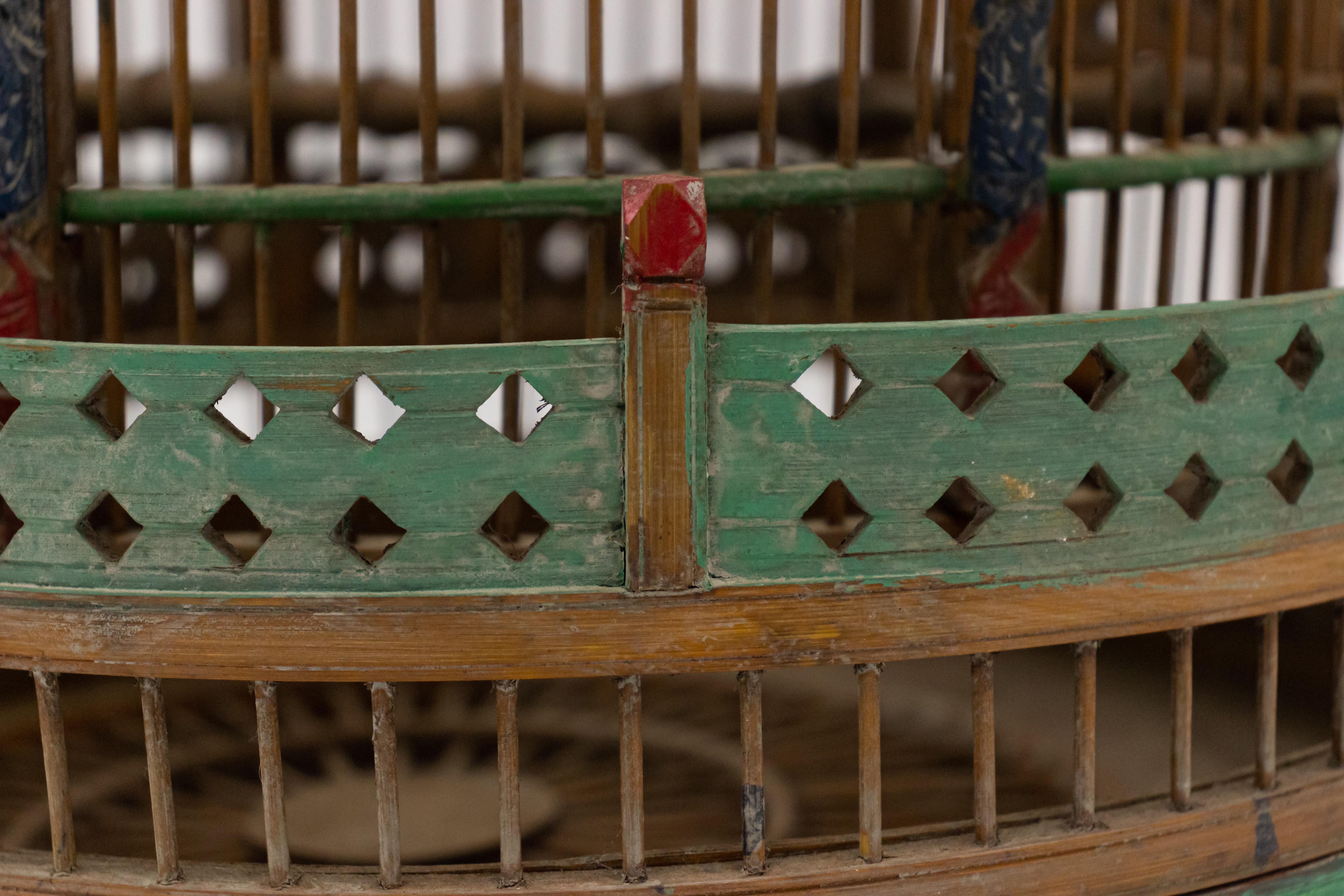 Chinese Pagoda Bamboo Birdcage In Good Condition In Queens, NY
