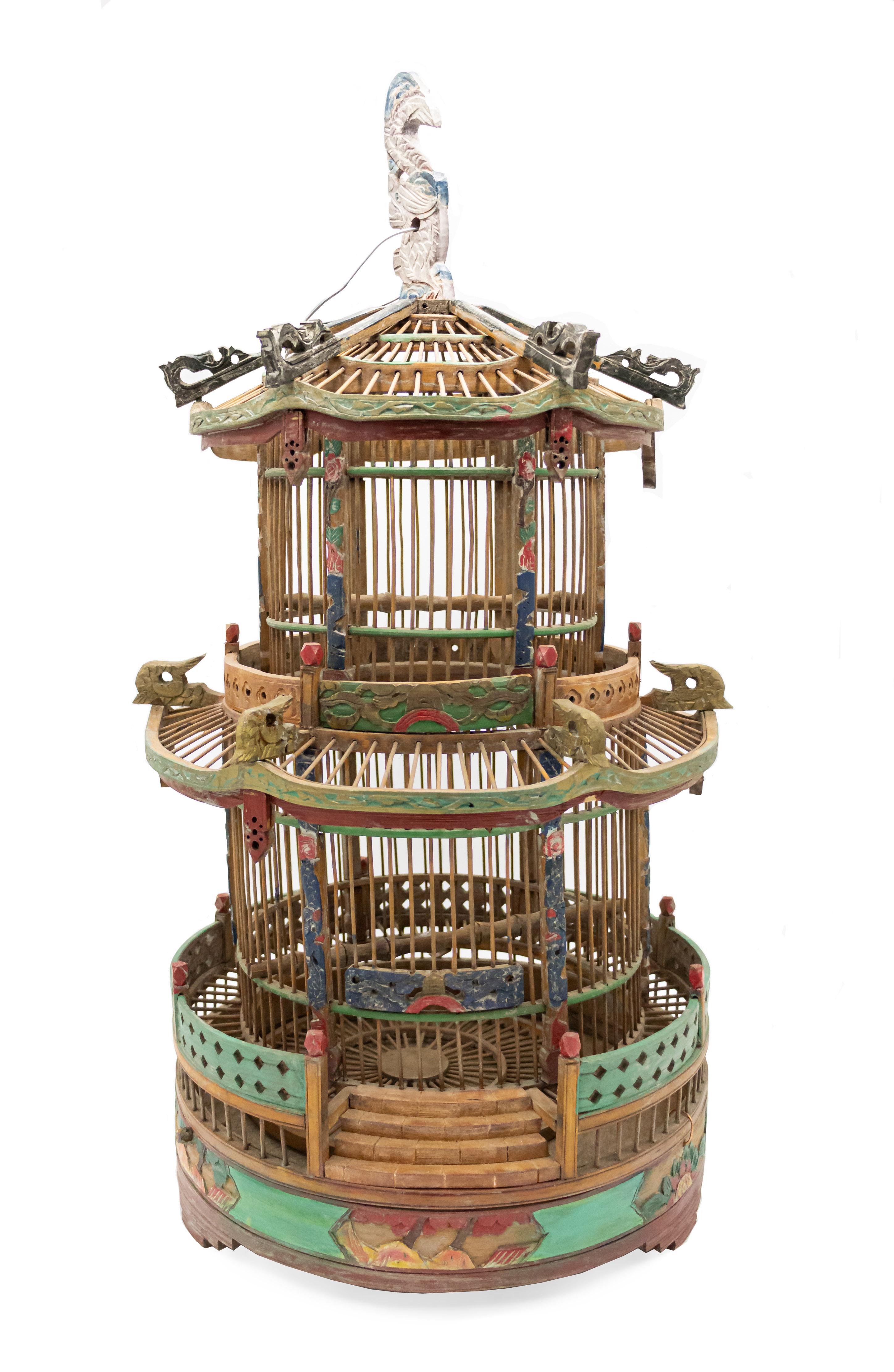 20th Century Chinese Pagoda Bamboo Birdcage