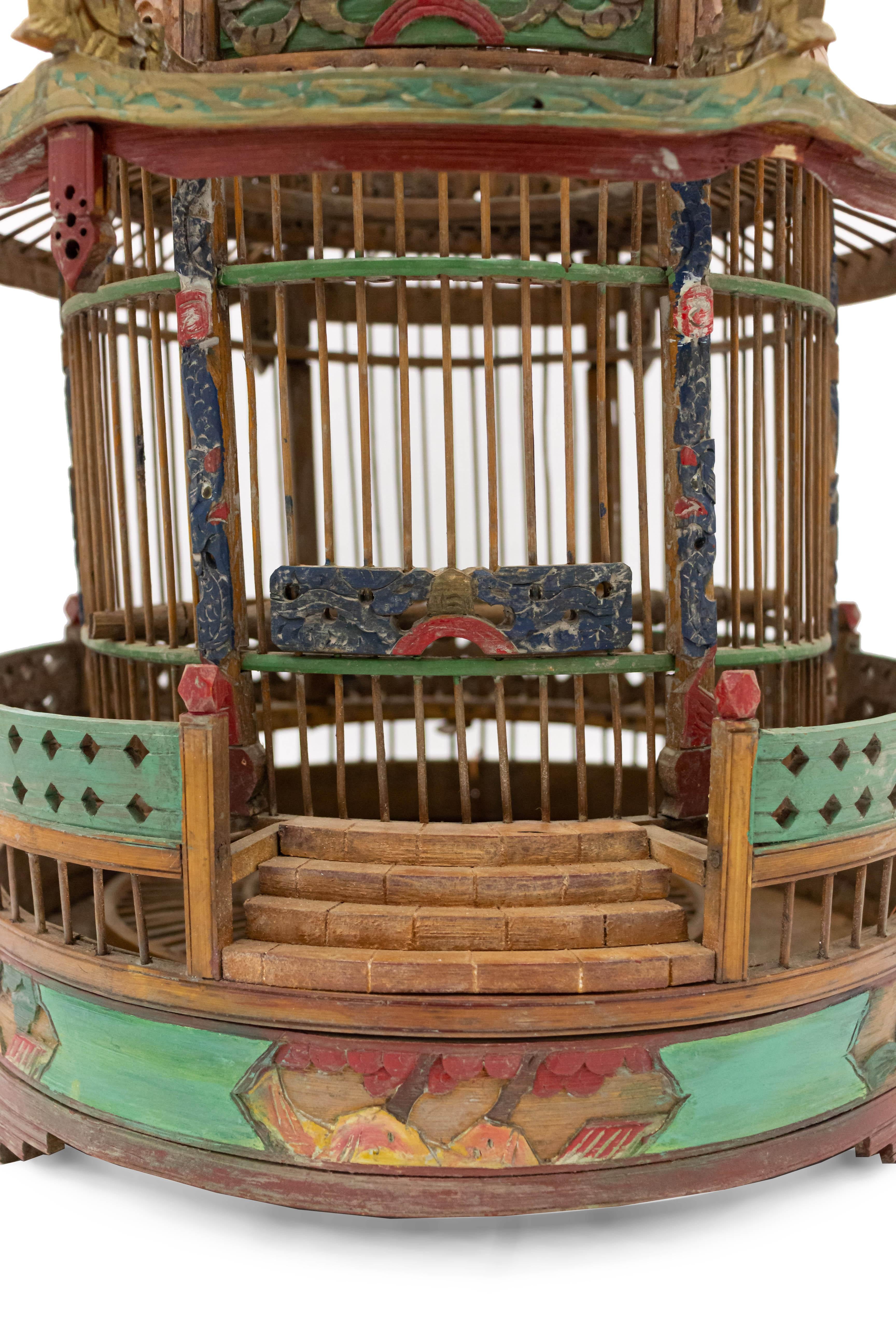 Wood Chinese Pagoda Bamboo Birdcage